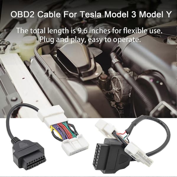 Diagnosekabeladapter Kompakt Størrelse Bærbar Nem Installation 26-benet Forlængerkabeladapter til Tesla OBD2