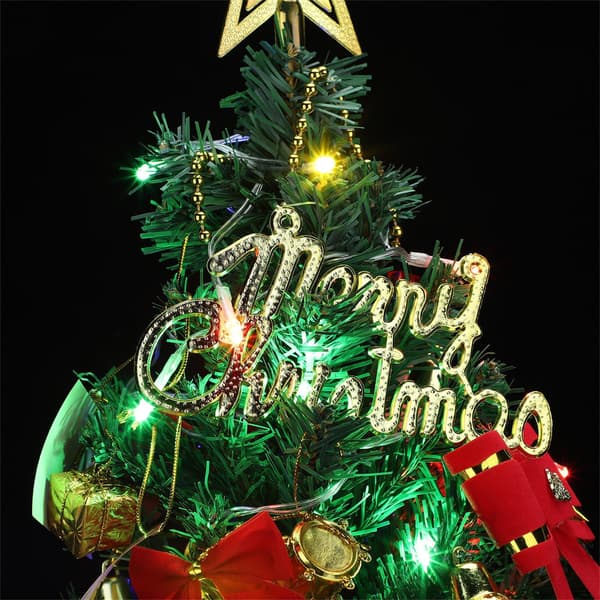 Mini Christmas Tree, 60 cm Artificial Pine for Tabletop Christmas Decorations with LED String Lights