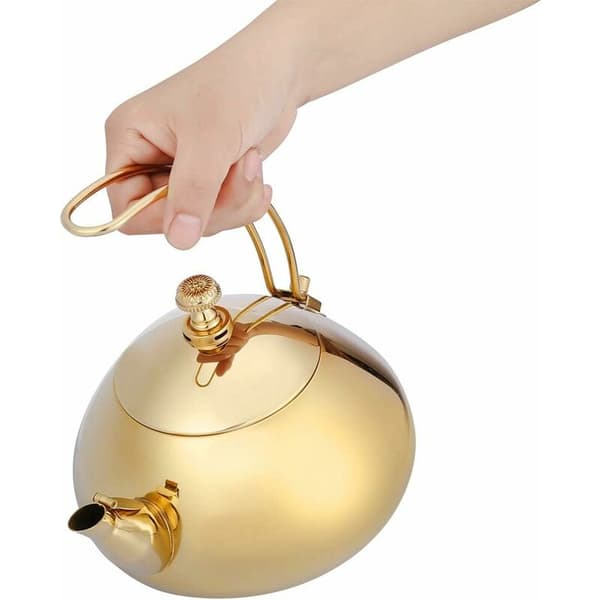 Classic Stainless Steel Teapot 1.5L with Loose Leaf Tea Filter Gold-