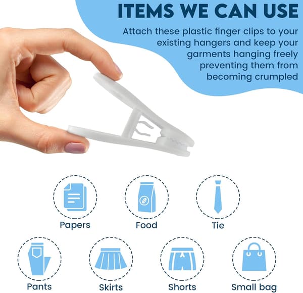 30-pack Clothes Hangers with Clips, Versatile Hanger Clips, White Plastic Hangers, Clips