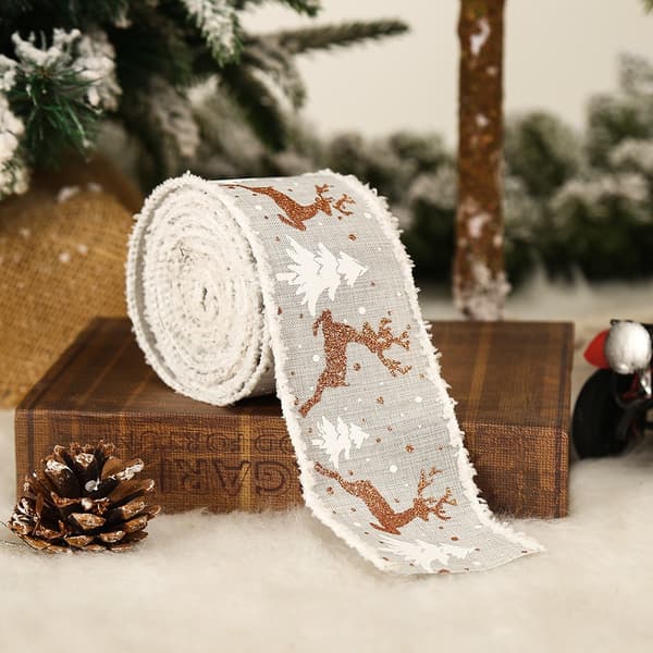 3 stk julepynt 6,5 cm linntrykte elger jul