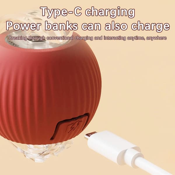 Interactive Cat Toys, Long Tail Ball, Teasing Toy, Motion Activated Electric Rolling Ball, Smart Automatic Teasing Stick, USB Rechargeable