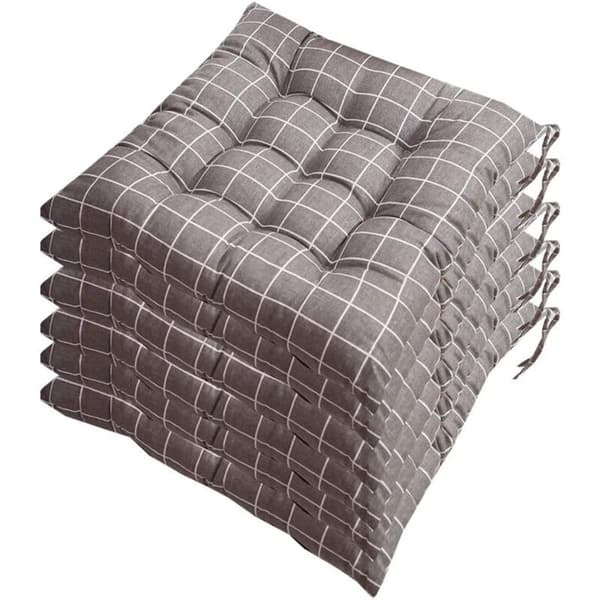 Set med 6 st stolsdynor 40x40, dekorativ kudde prydnadskudde trädgårdskuddar 12 sömmar i olika mönster, polyester (a)
