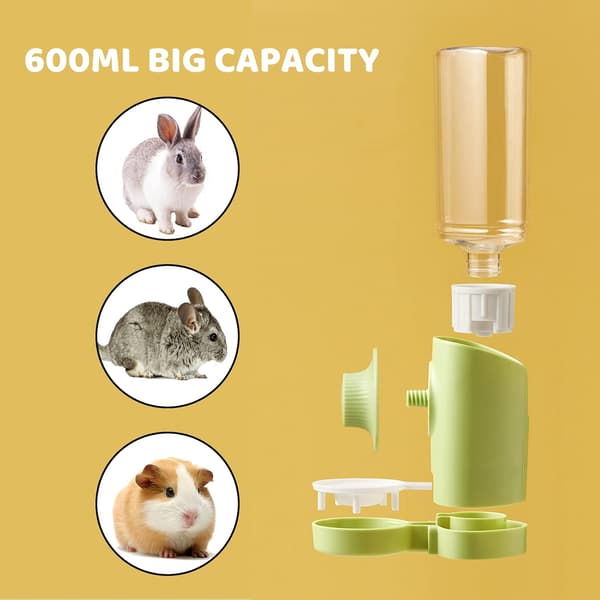 Rabbit Water Dispenser, 600ML Hanging Rabbit Drinker Automatic Gu