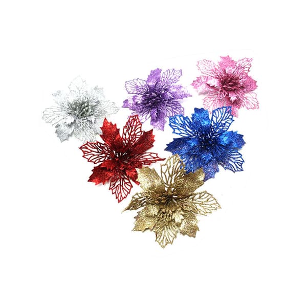Et sæt med 12 kunstige blomster til juletræer (lilla, 10 cm)