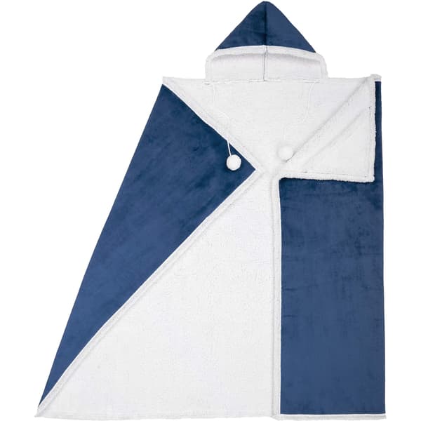 Vinterhem Bærbar Hettegenserteppe, Oversized Hettegenserteppe, Voksen Bærbar Teppe, Koseteppe Hettegenser, Sweatshirtteppe (Marineblå)