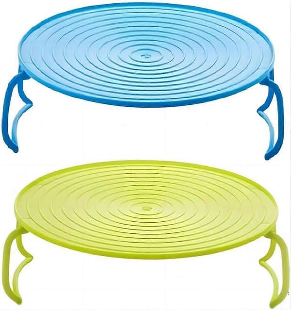 2 Pcs Microwave Foldable Tray Steamer Rack Microwave Plate Stacker