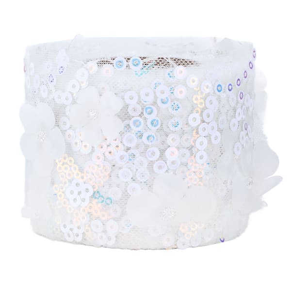 Tulle Fabric DIY Craft Abrasion Resistance Small Flash Portable Polyester Sequin Tulle Roll 6cm White