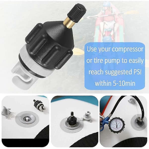 SUP Adapter Konventionel Luftpumpe SUP Adapter til Kompressor Luftpumpe Konverter til Kano Kajak Paddle Board Oppustelig Båd Standardventil Adapter Bl