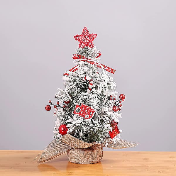 Tabletop Artificial Christmas Tree with Fabric Base and Red Berries - 30 cm Red