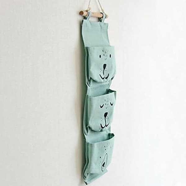 Wall Mounted Bag, Hanging Organizer Foldable Hanging Bag with 3 Pockets KLB