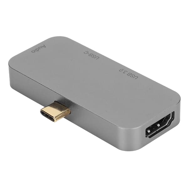 4-i-1 USB-C-hubb Grå Multifunktionell expansionsdocka Typ-C till HDMI-kontakt 60W PD Grå