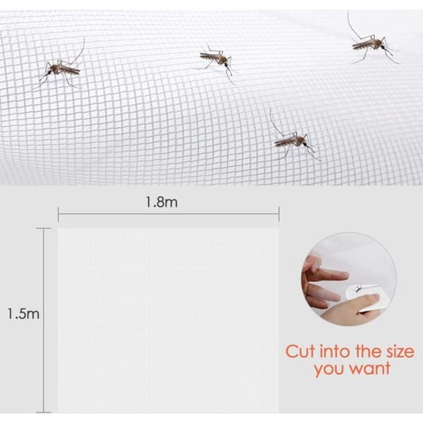 Mosquito Net Window Screen 150cm x 180cm 2-pack Fine Mesh with Adhesive Strip No Drilling Required Anti-Insect