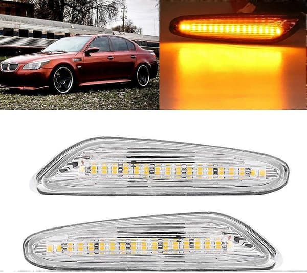 12V 5W auton LED-sivu jarru vilkkuvalo E82 E88 E60 E61 E90 E91 E92 E93 (Läpinäkyvä)