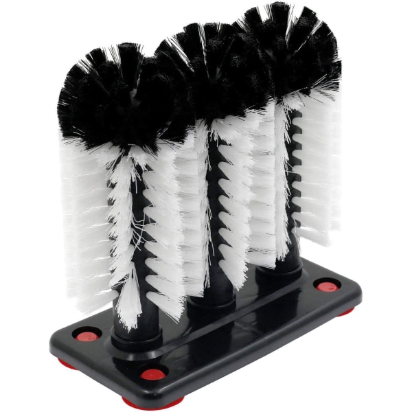 Glass Cleaning Brush Cleaning Brush, with 3 Brush Heads and Suction Base, Suitable for Bar Kitchen Sink Household Tools