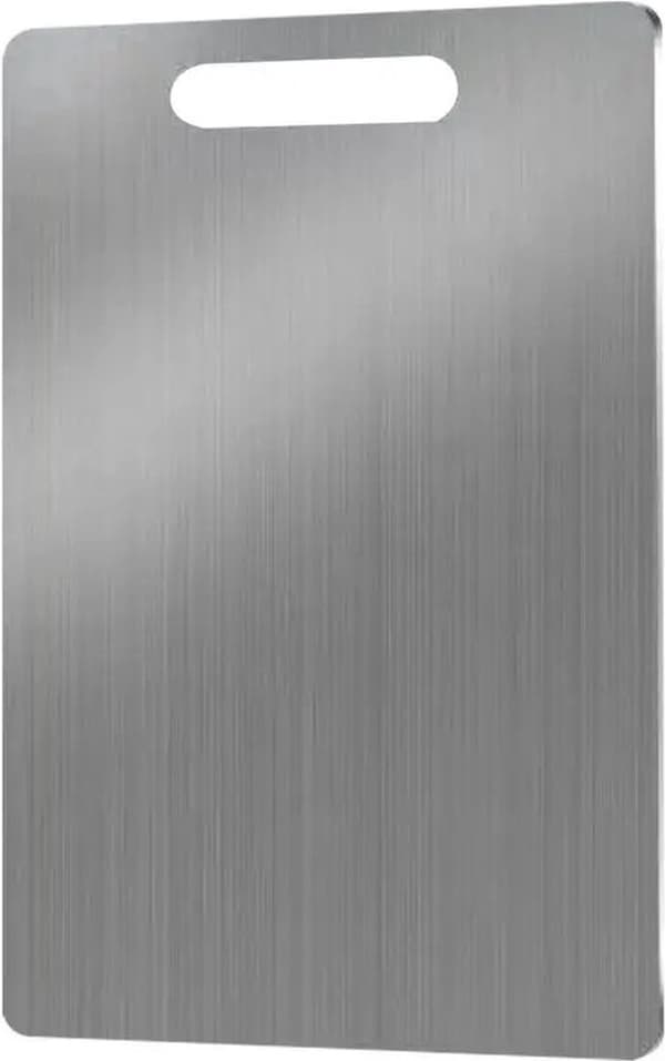 Titanium Cutting Board with Handle, Non-Porous Hygienic Surface, Dishwasher Safe for Meat, Vegetables, Fruit, Bread, Silver 40 x 28 cm