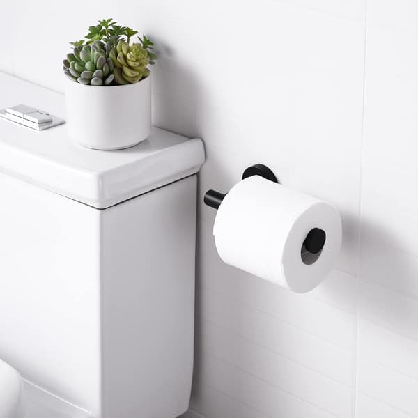 Sort toiletpapirholder i rustfrit stål, vægmonteret toiletpapirholder til badeværelse