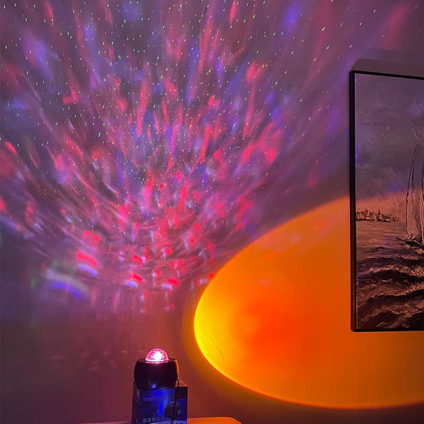 Solnedgang Stjernehimmel Projektorlys LED Nattlys Aurora Stemningslys
