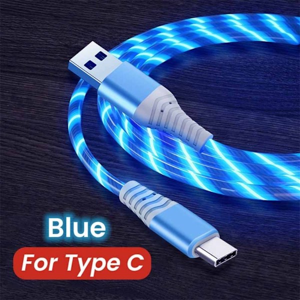 2 stk Streaming Datakabel Mobiltelefon Ladekabel BLÅ Blu Blue Type C-Type C
