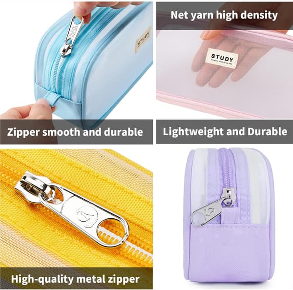 Mesh Pencil Case with Large Capacity, Large Multifunctional Pencil Pouch for Students, Suitable for Students, School, University, Office, Green