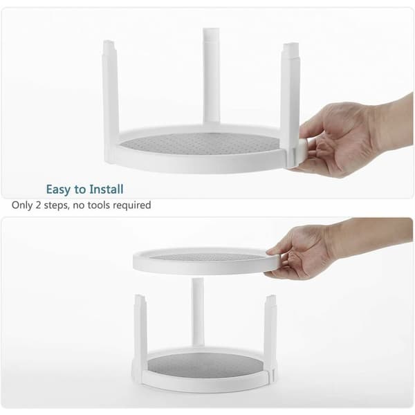 Freestanding Spice Rack for Kitchen, Small Grey and White Spice Rack with Turntable