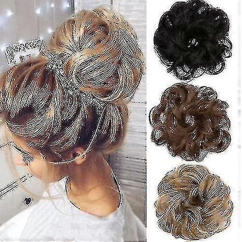 Hair ring with curly hair bun, 16 cm, suitable for multiple occasions White White
