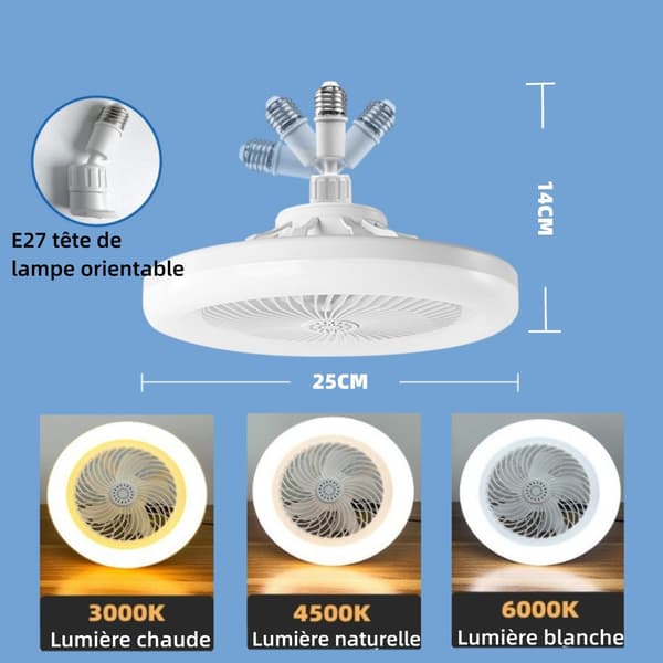 Ceiling Fan with Lamp, Remote Control, Silent, Dimmable E27 LED Bulb, 3 Speeds, Timer (Yellow)