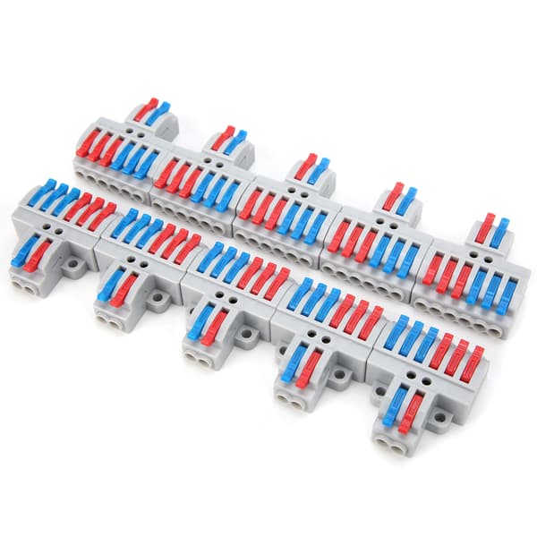 10 pcs wire conductor connector 2in6out with fixed hole 4mm splitter quick connect terminal block 600V