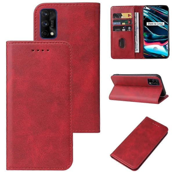 Magnetisk læderetui til Realme 7 Pro [DB] Rød Red