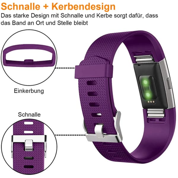 Blødt sportsarmbånd i silikone til Fitbit Charge 2, L