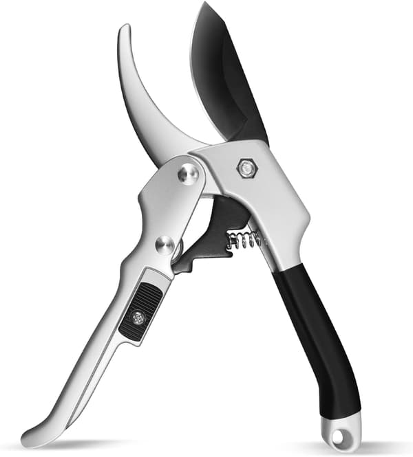 Pruners, non-slip scissors with safety lock, aluminum handle
