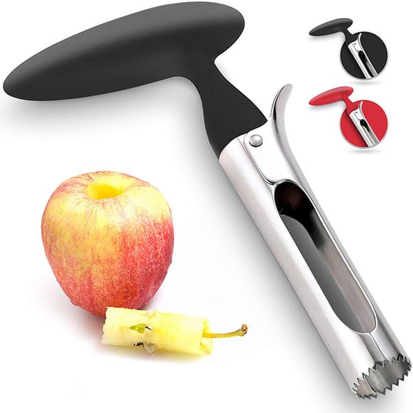 Stainless Steel Apple Corer, Black, with Serrated Edge