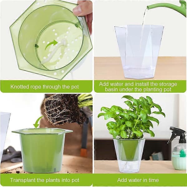 Blomsterpotte til havearbejde, selvvandende indendørs plantepotte til