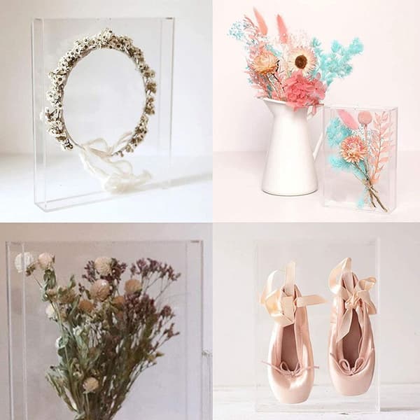 Shadow Box Frame DIY Acrylic Photo Frame Desk Display Box Fully Transparent Storage Box