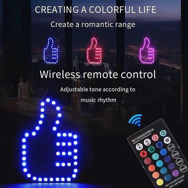 Universal Funny Bilfinger Lamp with Remote Control Good Gesture Lamp Glow Panel Sticker for Car Window Decorative