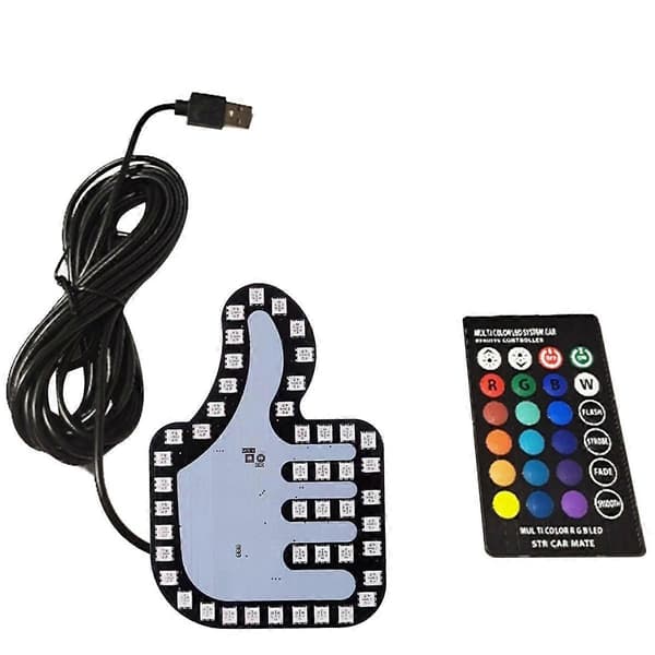 Universal Funny Bilfinger Lamp with Remote Control Good Gesture Lamp Glow Panel Sticker for Car Window Decorative