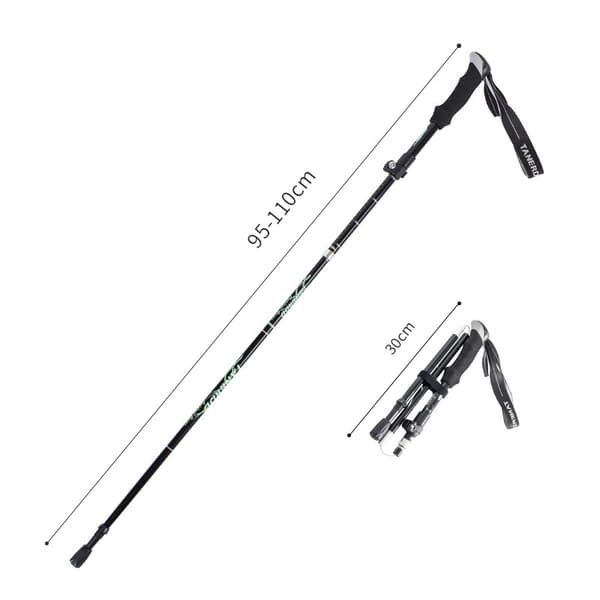 2023 Nye Foldbare Vandrestave, Gåstave, Naturvandring, Antishock (95-110cm, sort)