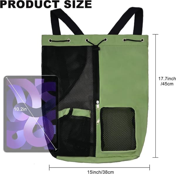 Swim Backpack with Drawstring and Wet-Dry Separation, Foldable Sports Gym Bag with Adjustable Straps, Green