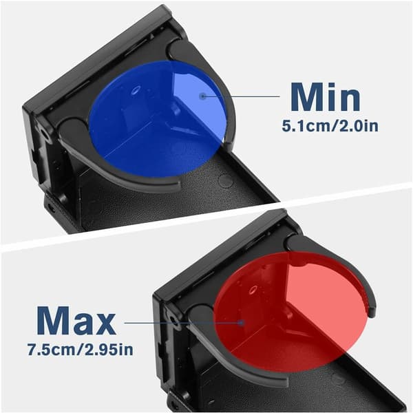 2X Säädettävä mukiteline, taitettava tölkkiteline, pulloteline, mukiteline, musta, vene, auto