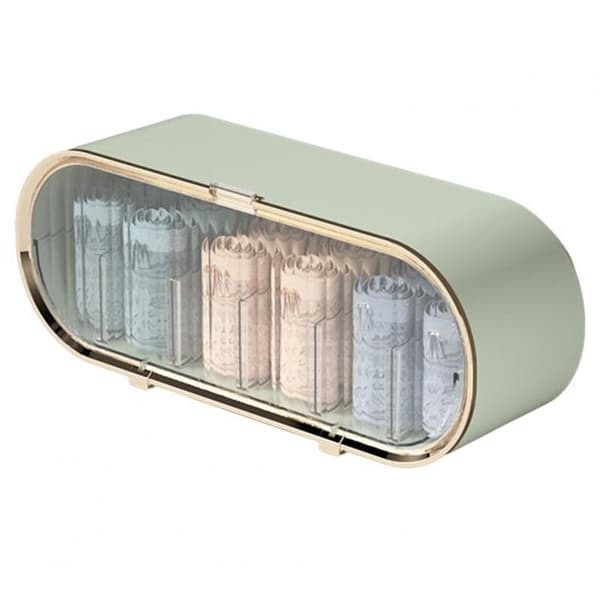 Underwear Storage Box, Socks, Panties, Bras, Wall-Mounted, Multi-Grid, Movable Partition, Dustproof, Capacity, Green