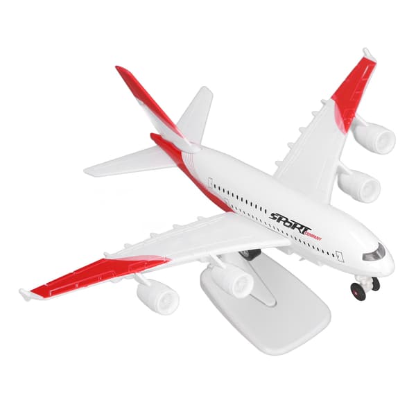 Legeringsflymodel, passagererjetlegetøj med 5 lys og displaystativ, rød