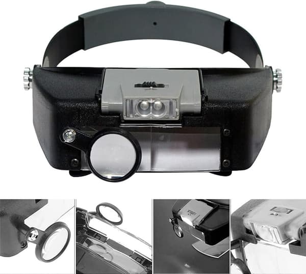 Hovedbåndslup 1,5X 3X 8,5X 10X Forstørrelsesbriller med 2 Front LED-lys