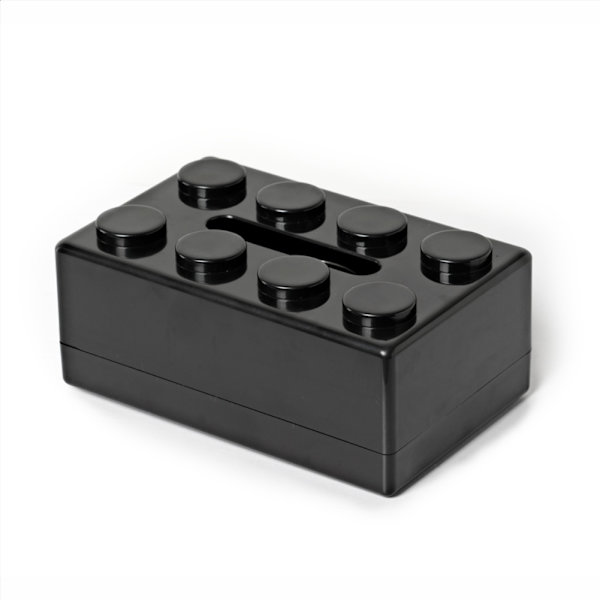 Black Wooden Tissue Box, Rectangular Tissue Box, Building Block Tissue Box with Pull-Out Bottom, Cute Home Decor for Bathroom Living Room