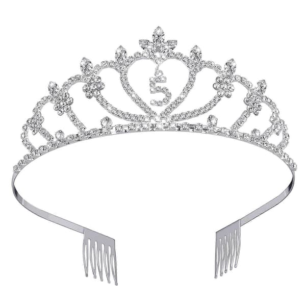 Frcolor Rhinestone Barnebursdagskrone Utsøkt Dekorativ Tiara Hårbånd Hodeplagg for 5 år gamle jenter