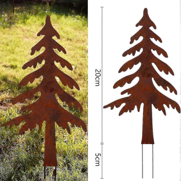 Rustikke Grantræer 2 Dele Juledekoration Rustprop Mini Juletræ Haveprop Rust Rustik