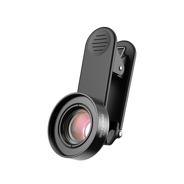 Macro lens with clip-on mount for smartphone, 30-120x magnification for clear close-ups