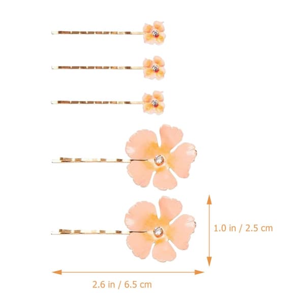 5 eleganta hårklämmor med blommigt tryck i zinklegering och ABS, rosa håraccessoar för brudar till bröllopsfest, charmig design för tillfällen -