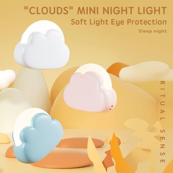 LED Night Light, One Button Only, Portable Night Light with Wrist Strap, Rechargeable Night Light for Kids with USB Cable for Bedside Table, 3-pack