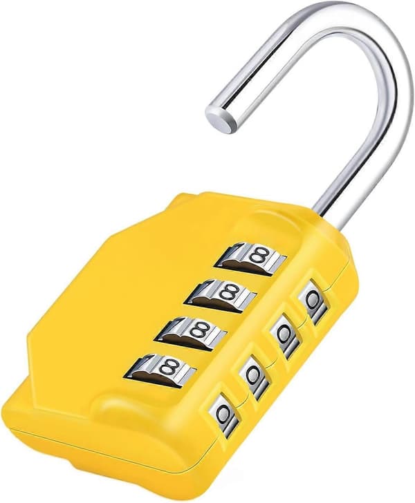 Combination Padlock, 4 Digit Coded Padlock, Gym Lock, School Locker Lock, Outdoor Weatherproof Combination Lock (Yellow)