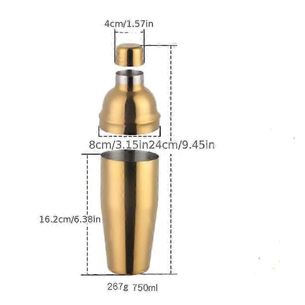Elegant 750 ml cocktailshaker i rustfrit stål: Perfekt til festentusiaster og hjemmebartendere